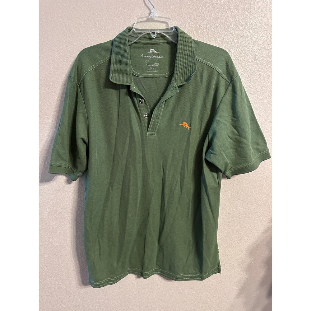 Tommy‎ Bahama Green Pima Cotton Polo Shirt Short Sleeve Casual